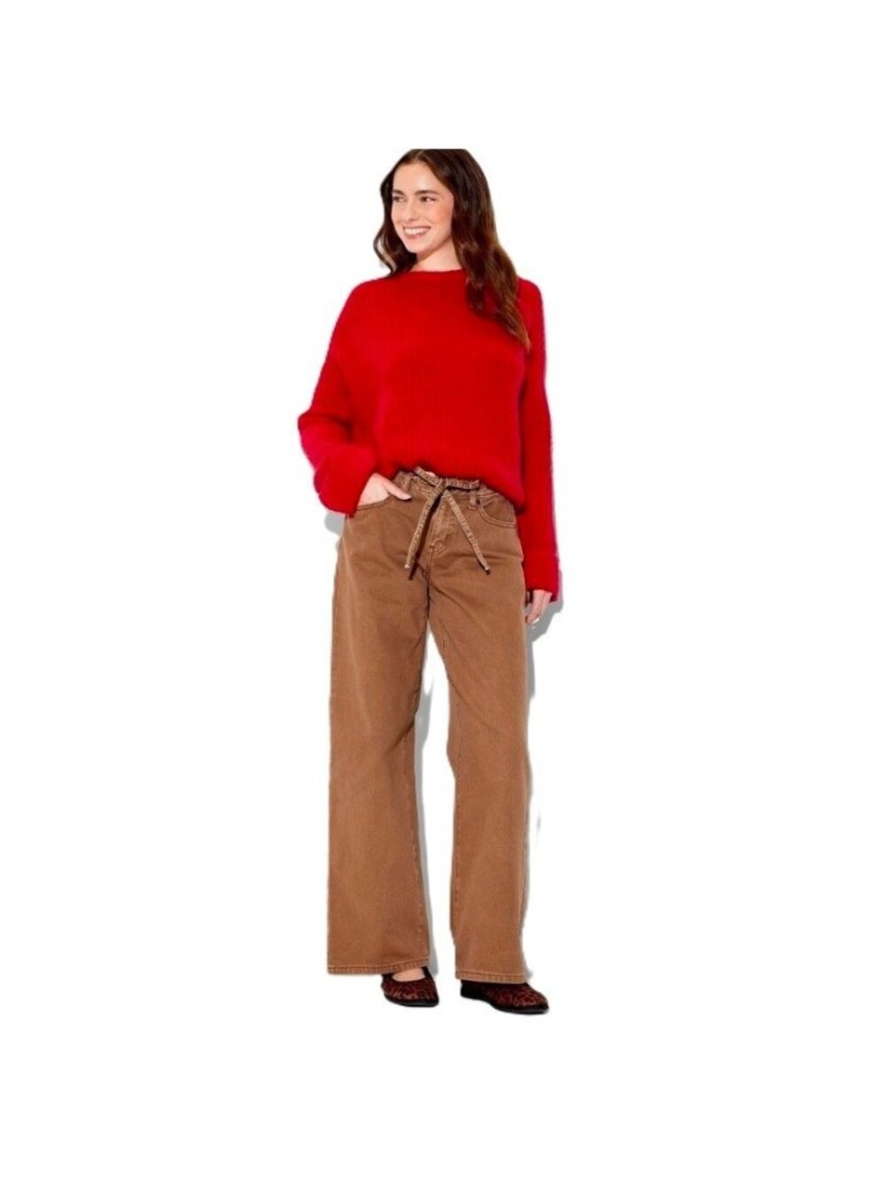 Wild Fable Women's Sweater Size XL Tomato Red Crewneck Cozy Cocoon Pullover